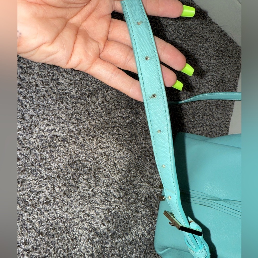 Kate spade teal drawstring crossbody bucket bag - Picture 3 of 11